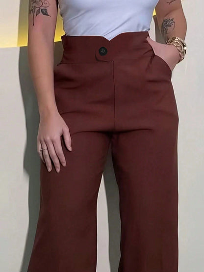 2026 New High-Waisted Wide-Leg Pants For Women, Designed For Workplace/Office, Creates A Chic And Fashionable Look, Making You Look Slender And Confident Spring Black