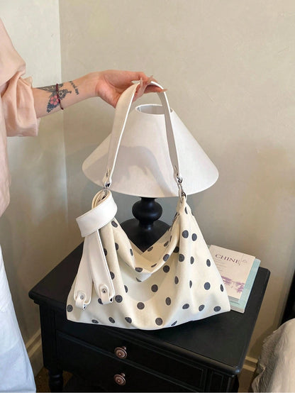 2026 New Korean Style Casual Fashion Cute Polka Dot Commuter Shoulder Bag Large Capacity Tote Bag Underarm Bag