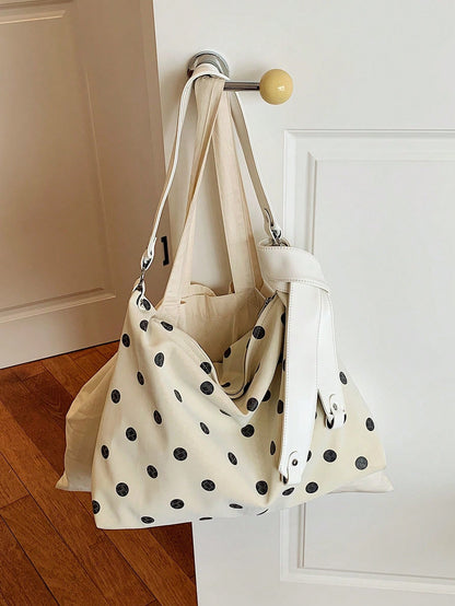 2026 New Korean Style Casual Fashion Cute Polka Dot Commuter Shoulder Bag Large Capacity Tote Bag Underarm Bag