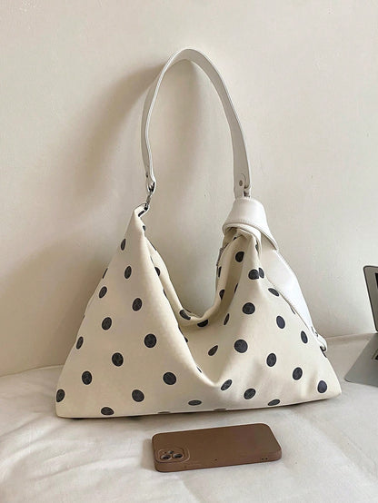 2026 New Korean Style Casual Fashion Cute Polka Dot Commuter Shoulder Bag Large Capacity Tote Bag Underarm Bag