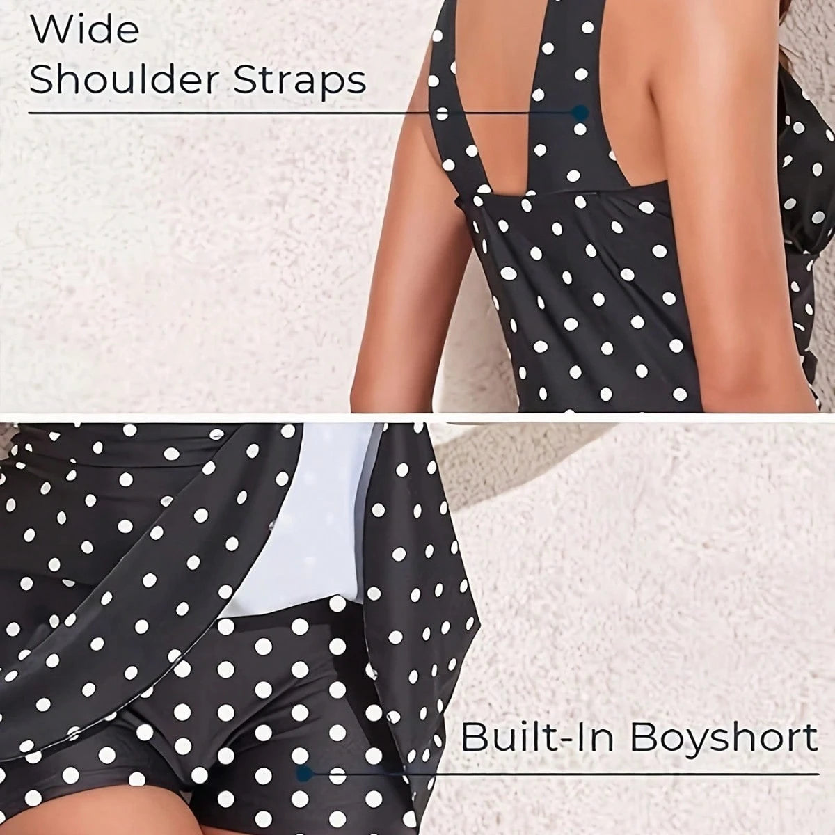 2026 New Polka Dot Print Plus Size Skirted Bikini Swimsuit- Minimalist Chic, Cooling Summer Vibe For Beach Vacation & Resort Wear