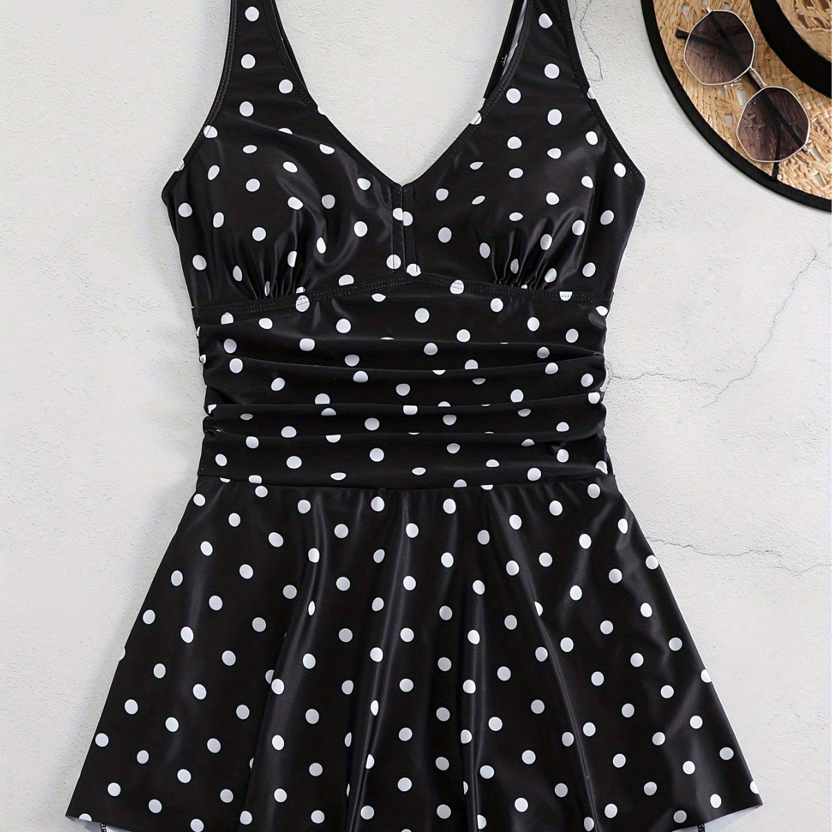 2026 New Polka Dot Print Plus Size Skirted Bikini Swimsuit- Minimalist Chic, Cooling Summer Vibe For Beach Vacation & Resort Wear