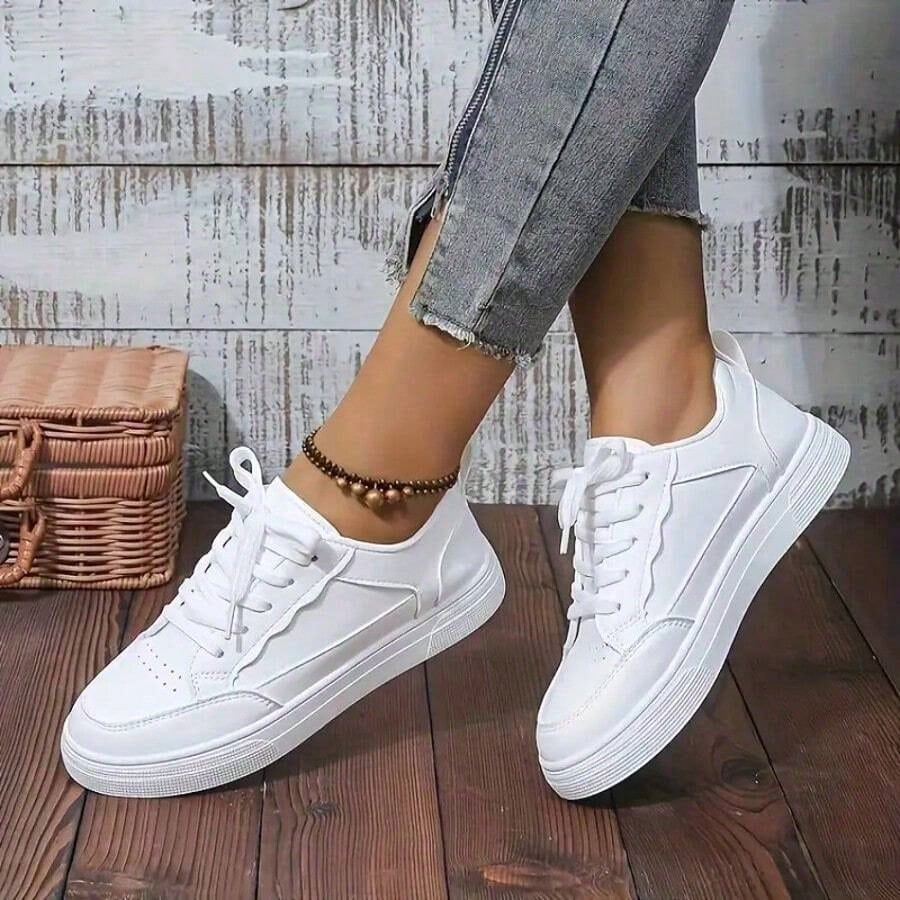 2026 New Style Women's White Shoes, Casual Sports Shoes,Low-Top Flats, Fashionable White Shoes, Daily Wear Women's Shoes, Breathable Sneakers