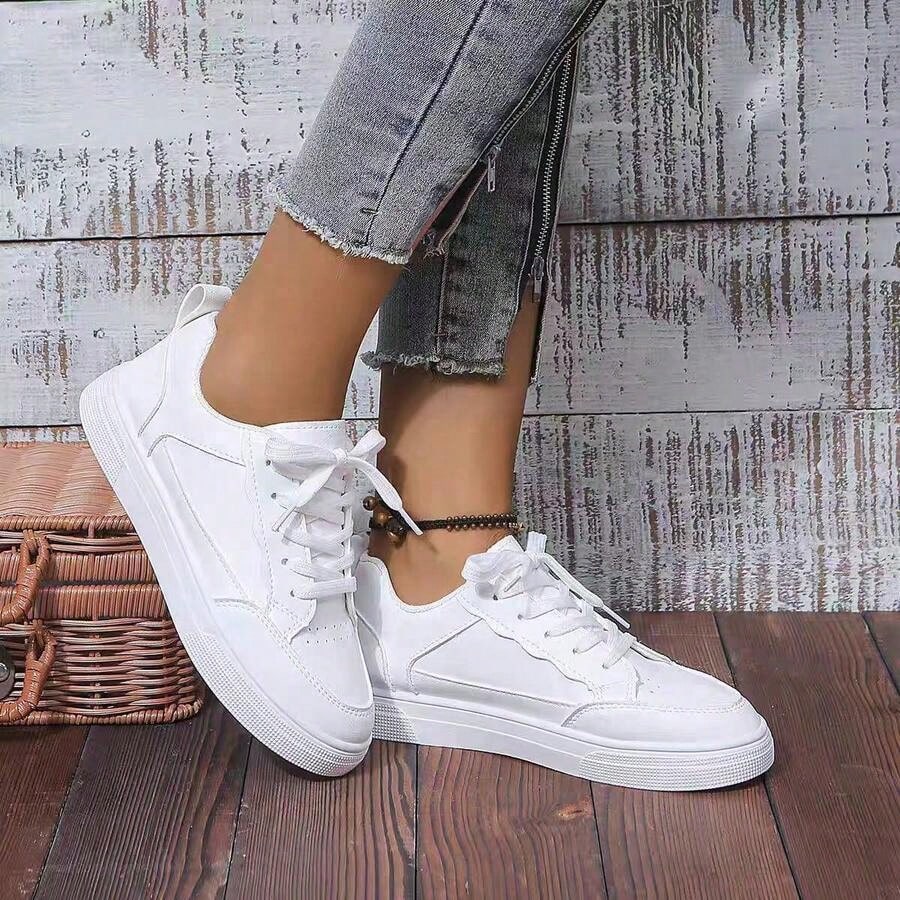 2026 New Style Women's White Shoes, Casual Sports Shoes,Low-Top Flats, Fashionable White Shoes, Daily Wear Women's Shoes, Breathable Sneakers