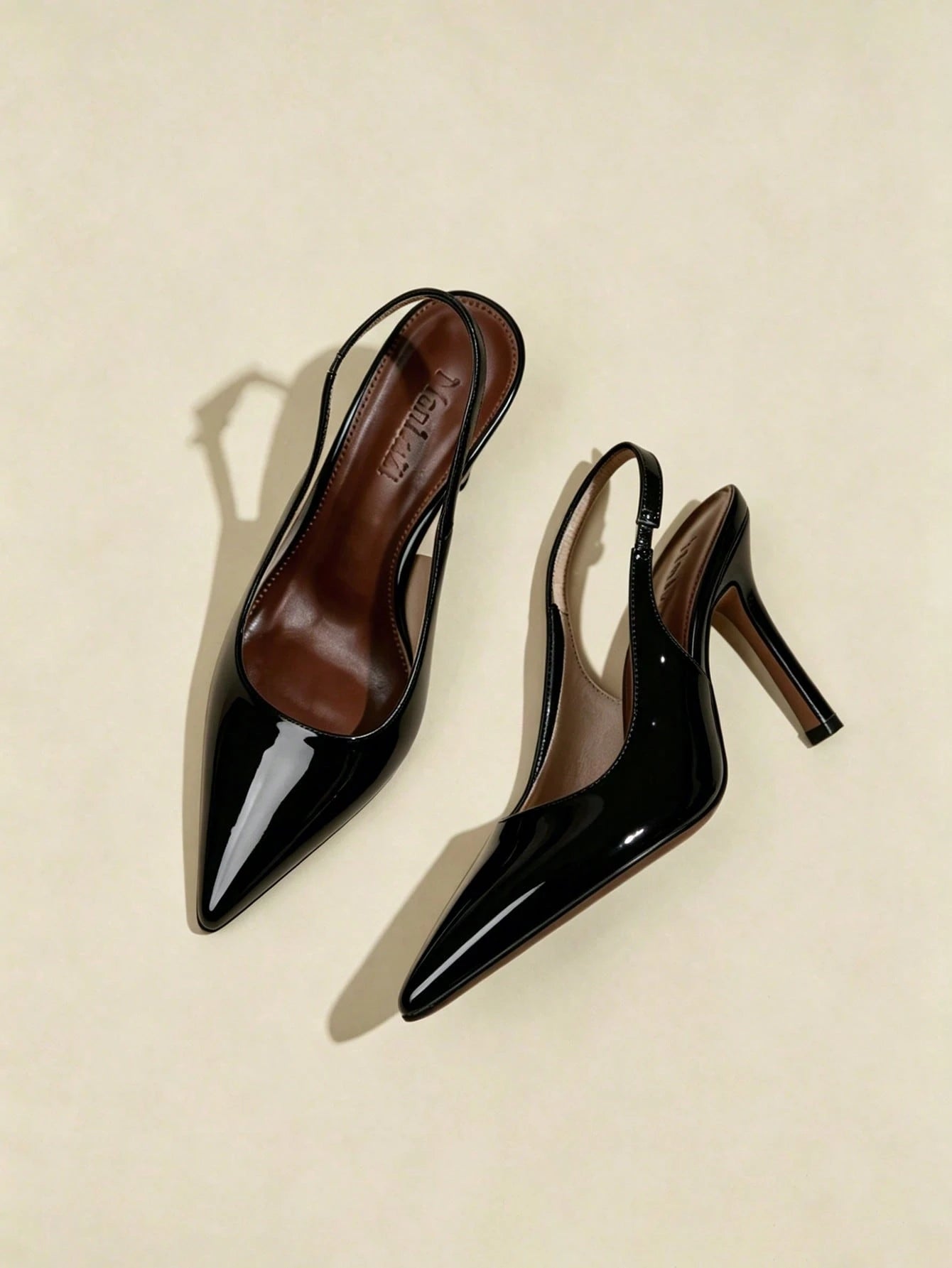 2026 New Women Gloss White Pointed Toe Slingback Stiletto Heels, Elegant Open Back Dress Pumps, Versatile Footwear For Spring Summer Outfits