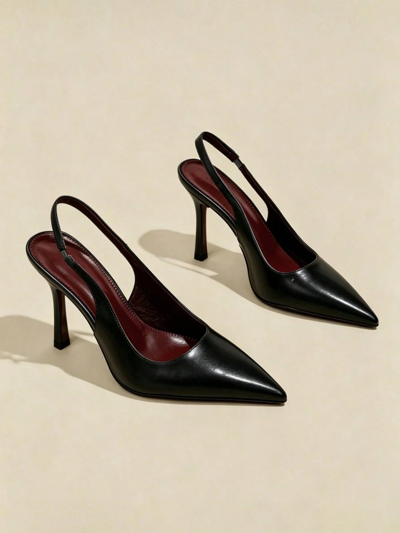 2026 New Women Gloss White Pointed Toe Slingback Stiletto Heels, Elegant Open Back Dress Pumps, Versatile Footwear For Spring Summer Outfits