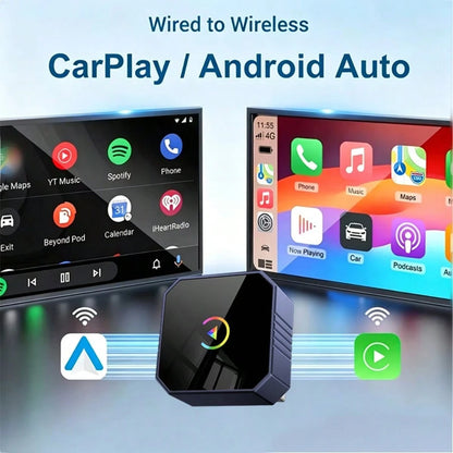 2026 Upgraded 2-In-1 Wireless CarPlay & Android Auto Adapter, Fast Connection, Stable Low-Latency, Wired To Wireless, Plug And Play, Car Upgrade Accessory, Compatible With IOS And Android Devices