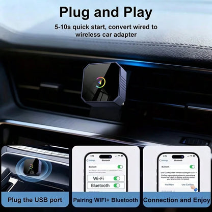 2026 Upgraded 2-In-1 Wireless CarPlay & Android Auto Adapter, Fast Connection, Stable Low-Latency, Wired To Wireless, Plug And Play, Car Upgrade Accessory, Compatible With IOS And Android Devices
