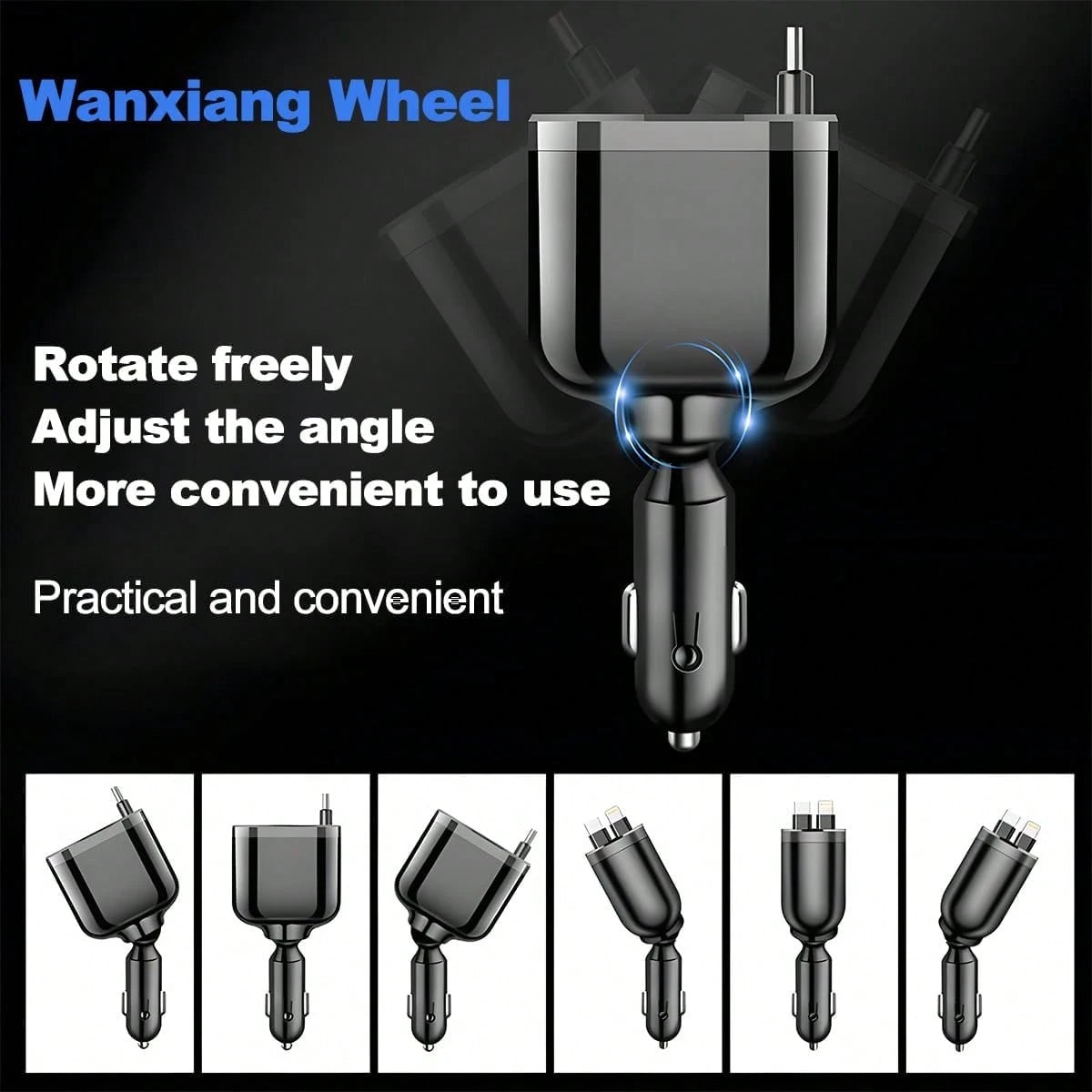 2026 Upgraded Retractable Car Charger, 4 In 1 Super Fast Vehicle Phone Charger Adapter,66W USB C Car Accessories Adapter Compatible With Iphone 16 USB C Charger Fast Charging,Universal For SUV, Sedan