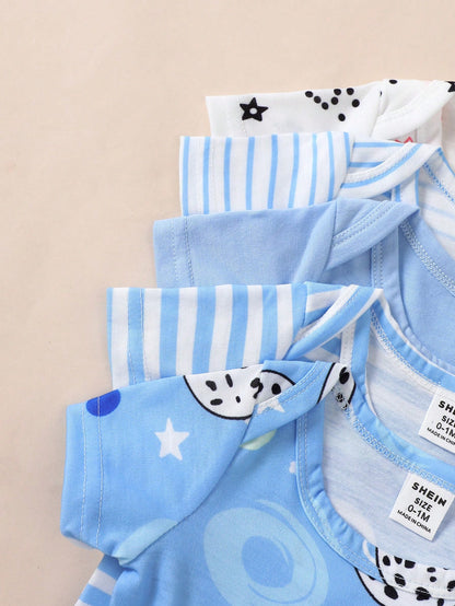 20pc Baby Boy Clothing Set: 5 Bodysuits + 5 Pants + 5 Hats + 5 Pairs Of Gloves, Summer