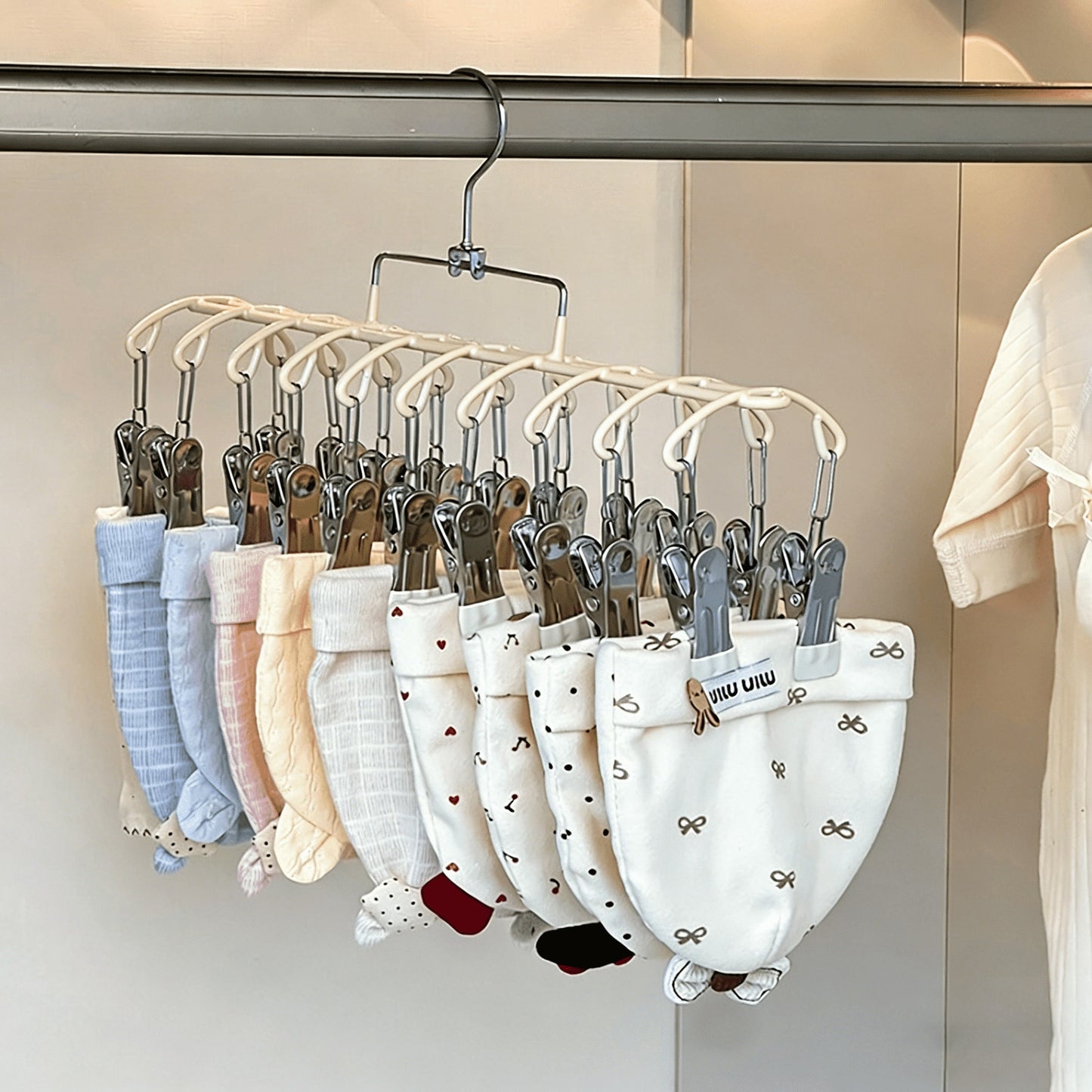 20pcs Baby Clothes Hanger, Infant Bib Socks Drying Rack, Multi-Function Hat Organizer Hooks For Children Room