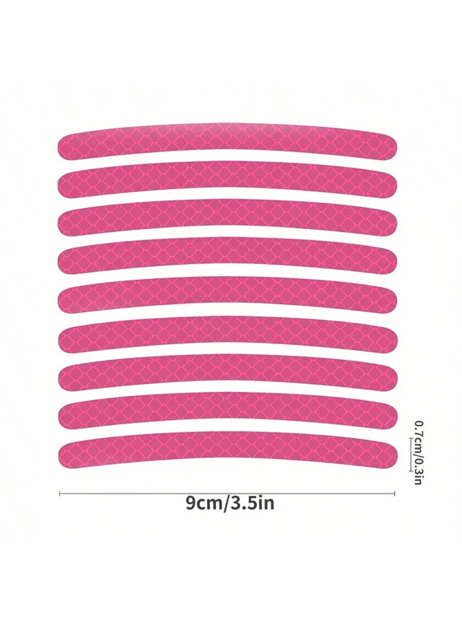 20pcs Car Wheel Hub Reflective Sticker, Colorful & Luminous Pink Rim Decorative Stripe Sticker For Night Use