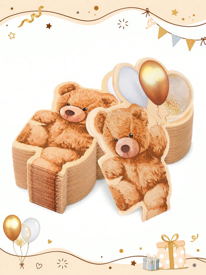 20pcs Cute Bear Balloon Shaped Napkins, Brown Bear Baby Shower Towels, Baby Shower Gift, Birthday Party Brown Teddy Bear Theme Table Decor, Baby Shower, Gender Reveal Party, Newborn Welcome Party, Boh
