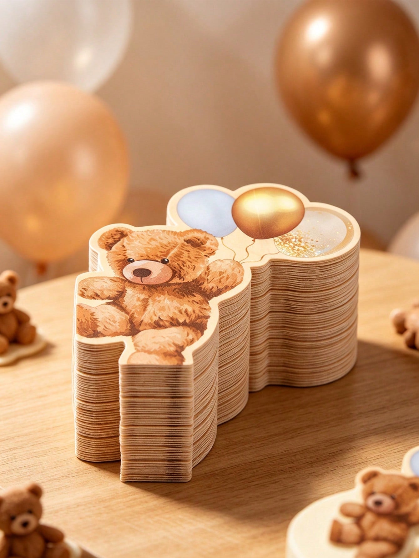 20pcs Cute Bear Balloon Shaped Napkins, Brown Bear Baby Shower Towels, Baby Shower Gift, Birthday Party Brown Teddy Bear Theme Table Decor, Baby Shower, Gender Reveal Party, Newborn Welcome Party, Boh