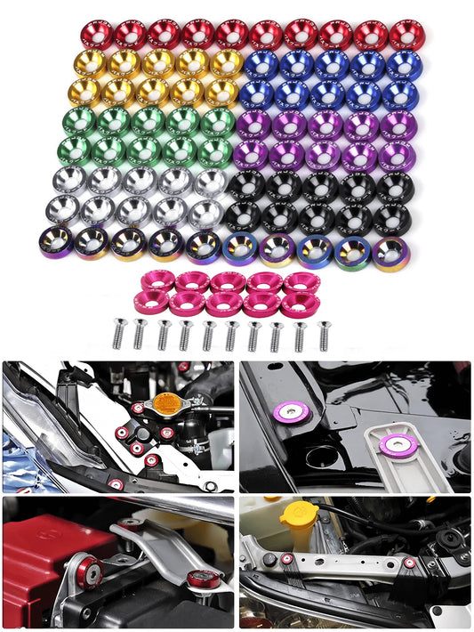20pcs M6 Anodized Aluminum Washers (10 Sets) And Bolt Sets (10 Sets), Suitable For Automotive And Motorcycle Bumper Engine Recessed Screws, Decorative Screws And Washers In Multiple Colors, Car Modifi