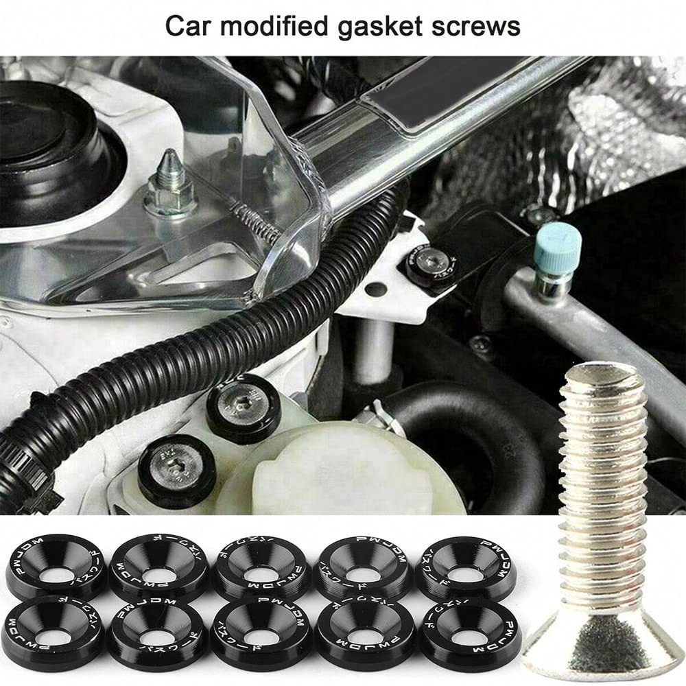 20pcs M6 Anodized Aluminum Washers (10 Sets) And Bolt Sets (10 Sets), Suitable For Automotive And Motorcycle Bumper Engine Recessed Screws, Decorative Screws And Washers In Multiple Colors, Car Modifi