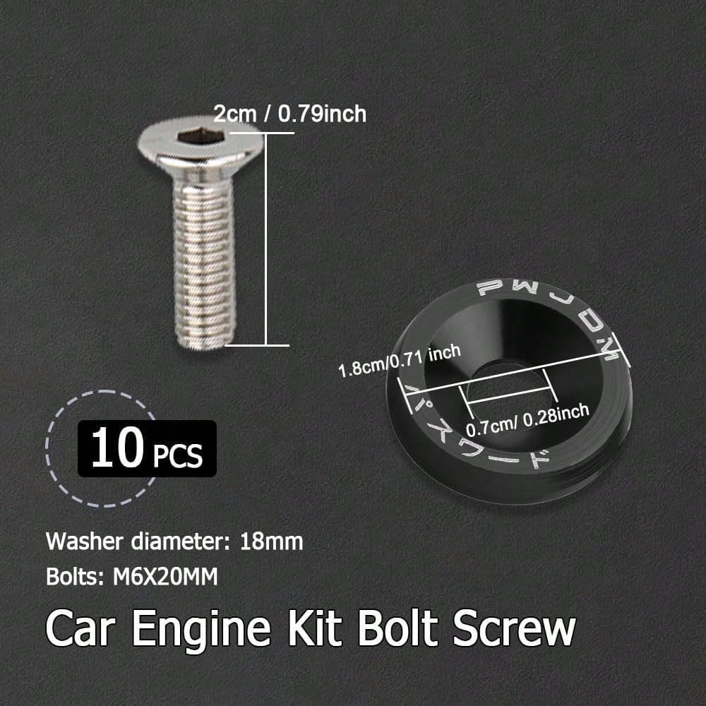 20pcs M6 Anodized Aluminum Washers (10 Sets) And Bolt Sets (10 Sets), Suitable For Automotive And Motorcycle Bumper Engine Recessed Screws, Decorative Screws And Washers In Multiple Colors, Car Modifi
