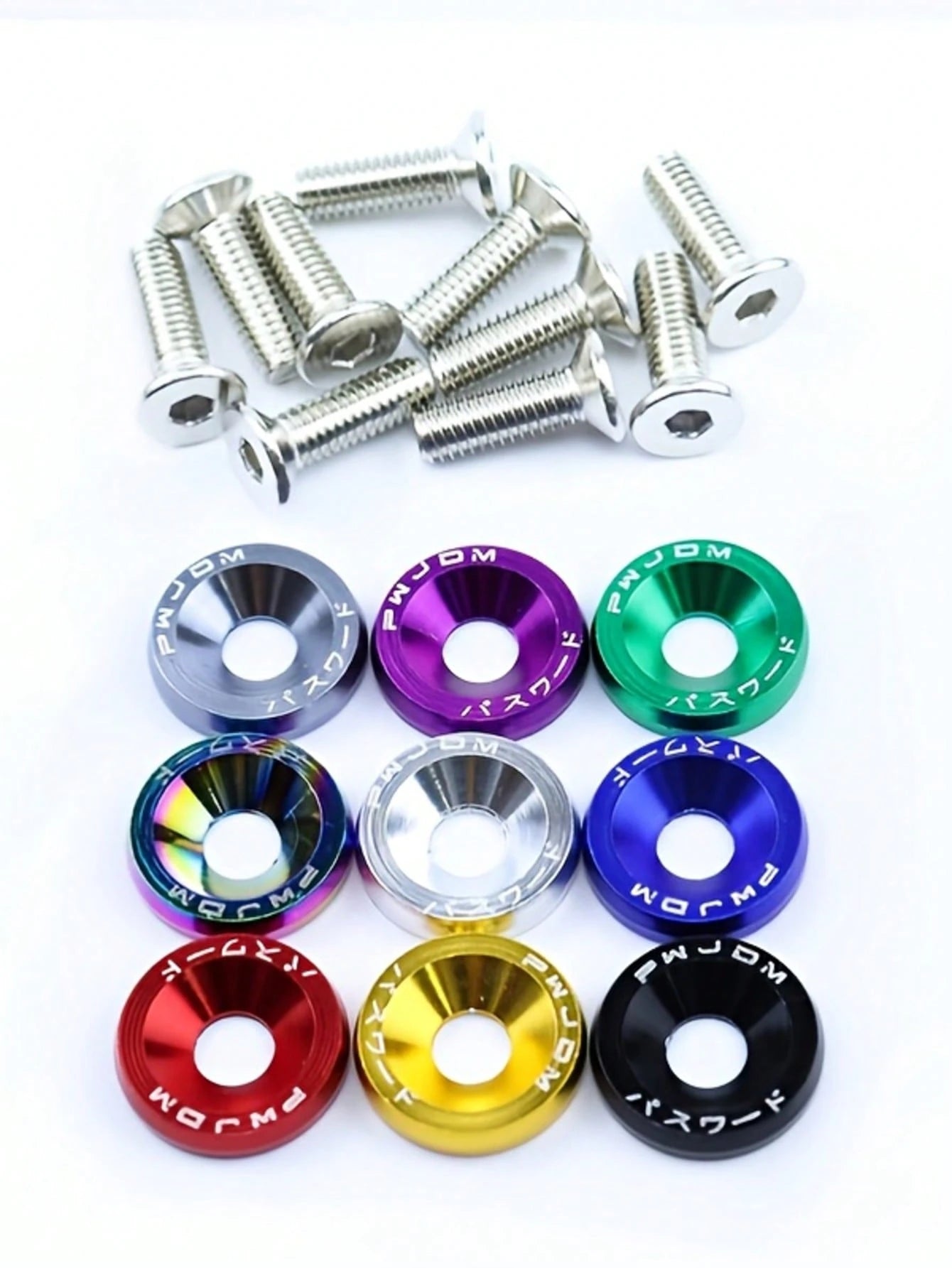 20pcs M6 Anodized Aluminum Washers (10 Sets) And Bolt Sets (10 Sets), Suitable For Automotive And Motorcycle Bumper Engine Recessed Screws, Decorative Screws And Washers In Multiple Colors, Car Modifi