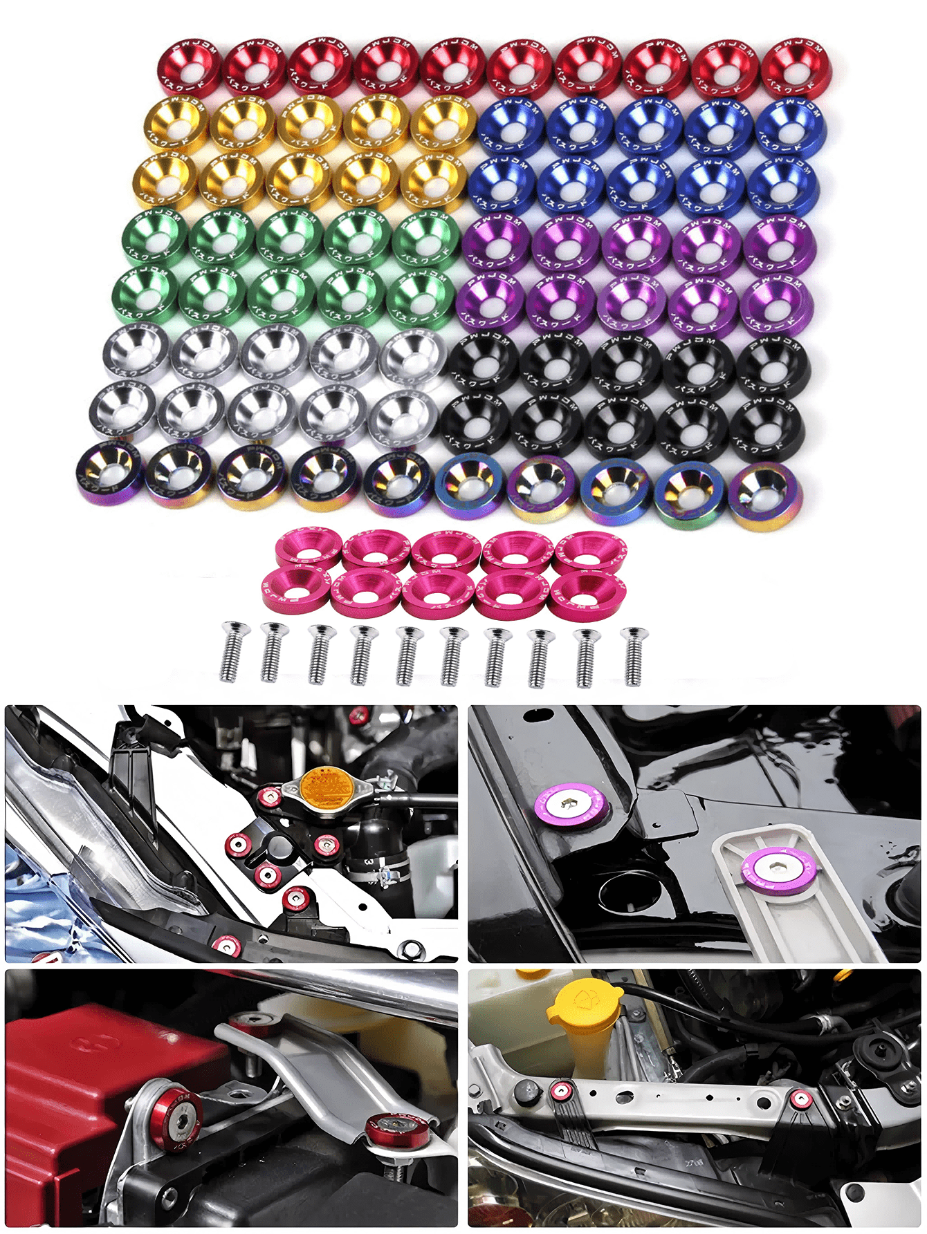 20pcs M6 Anodized Aluminum Washers (10 Sets) And Bolt Sets (10 Sets), Suitable For Automotive And Motorcycle Bumper Engine Recessed Screws, Decorative Screws And Washers In Multiple Colors, Car Modifi