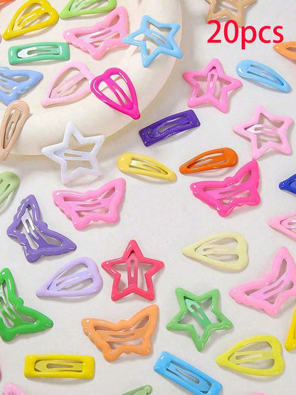 20pcs/Pack Cute Candy Color BB Hair Clips For Baby And Kids, Holiday Party Decoration Hair Accessories
