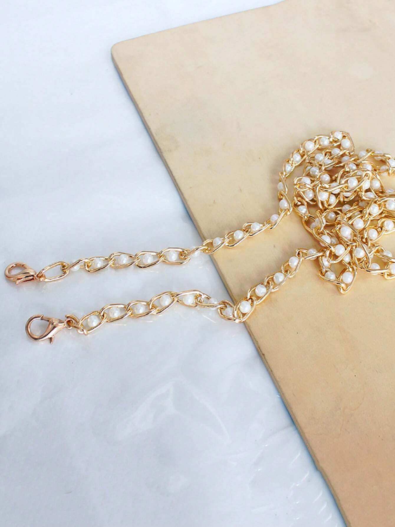 23.62-43.31 Inch Faux Pearl Chain Strap, Replaceable Shoulder Strap For Handbags And Crossbody Bags