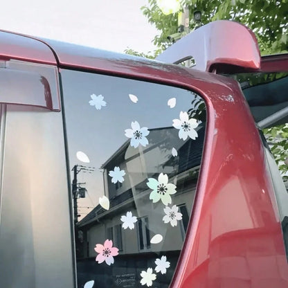 27pcs Cherry Blossom Car Sticker Set, Colorful Cherry Blossom Decals, Vinyl Waterproof Modification Accessories, Suitable For Windshield, Car Windows And Motorcycle, Exterior Decoration|Floral Sticker