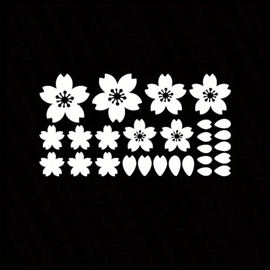 27pcs Cherry Blossom Car Sticker Set, Colorful Cherry Blossom Decals, Vinyl Waterproof Modification Accessories, Suitable For Windshield, Car Windows And Motorcycle, Exterior Decoration|Floral Sticker