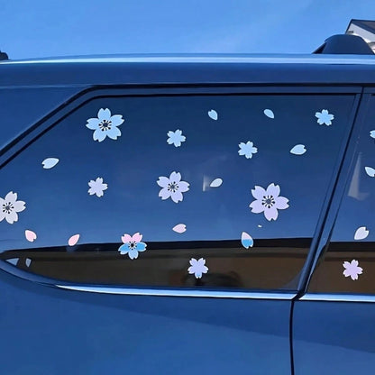 27pcs Cherry Blossom Car Sticker Set, Colorful Cherry Blossom Decals, Vinyl Waterproof Modification Accessories, Suitable For Windshield, Car Windows And Motorcycle, Exterior Decoration|Floral Sticker
