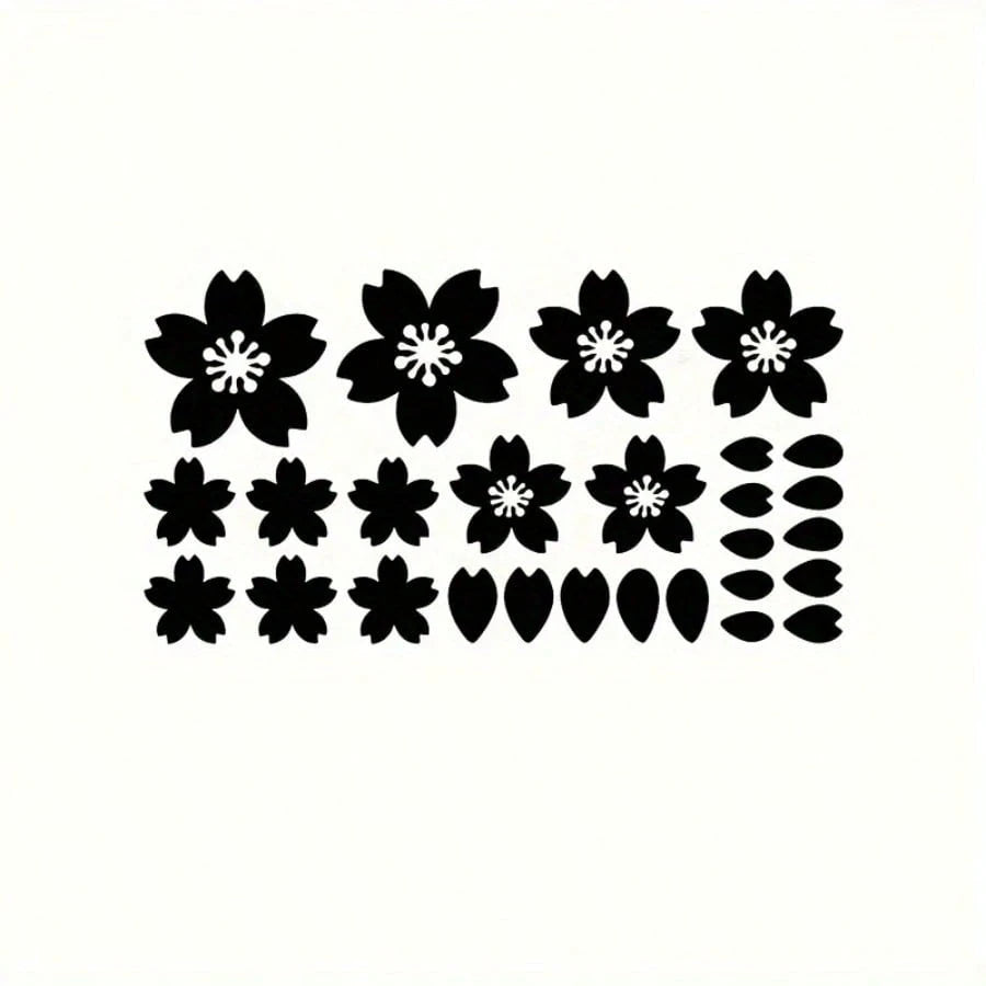 27pcs Cherry Blossom Car Sticker Set, Colorful Cherry Blossom Decals, Vinyl Waterproof Modification Accessories, Suitable For Windshield, Car Windows And Motorcycle, Exterior Decoration|Floral Sticker