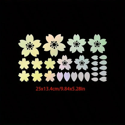 27pcs Cherry Blossom Car Sticker Set, Colorful Cherry Blossom Decals, Vinyl Waterproof Modification Accessories, Suitable For Windshield, Car Windows And Motorcycle, Exterior Decoration|Floral Sticker