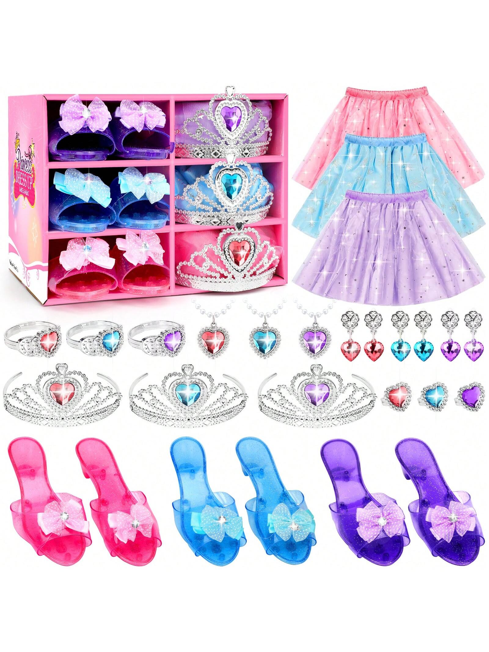 28 PCS Toys For Girls, Princess Dresses For Girls, Unicorns Gifts For Girls, Princess Dress Up Clothes For Little Girls, Skirts, Princess Shoes, Crowns, Jewery, 3+ Year Old Girls Birthday