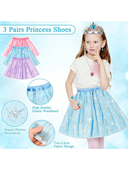 28 PCS Toys For Girls, Princess Dresses For Girls, Unicorns Gifts For Girls, Princess Dress Up Clothes For Little Girls, Skirts, Princess Shoes, Crowns, Jewery, 3+ Year Old Girls Birthday