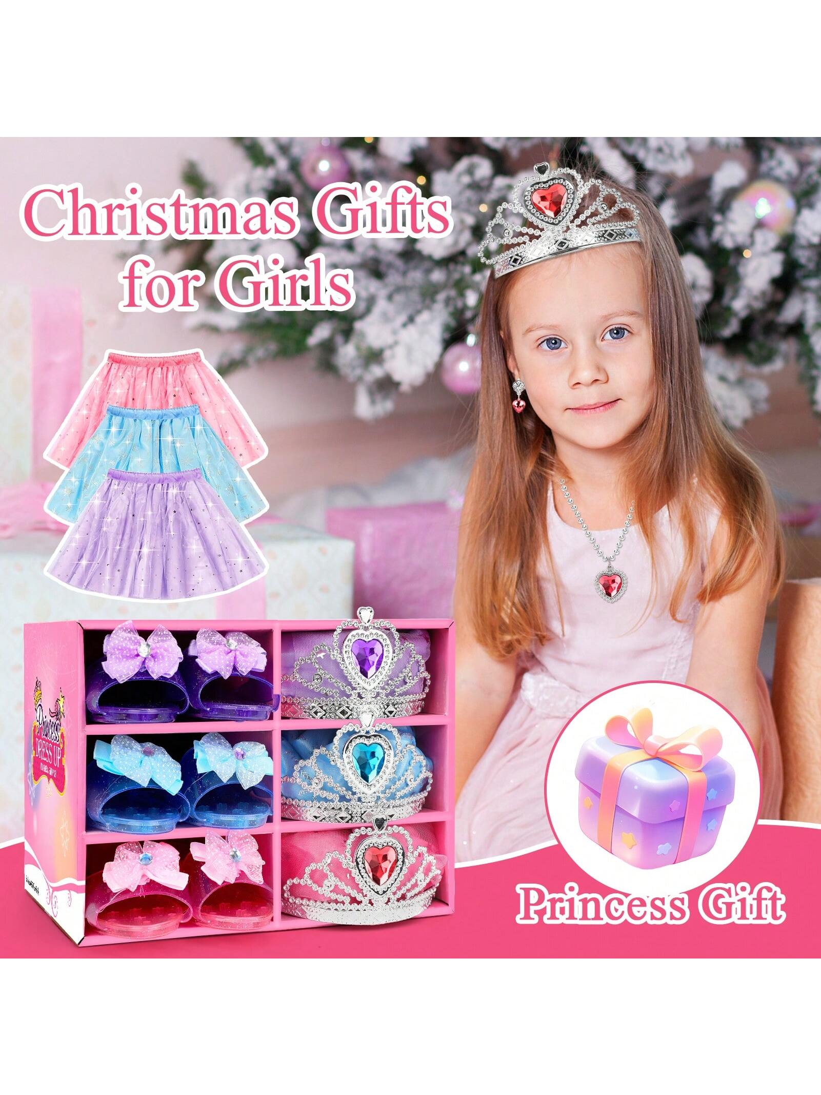 28 PCS Toys For Girls, Princess Dresses For Girls, Unicorns Gifts For Girls, Princess Dress Up Clothes For Little Girls, Skirts, Princess Shoes, Crowns, Jewery, 3+ Year Old Girls Birthday