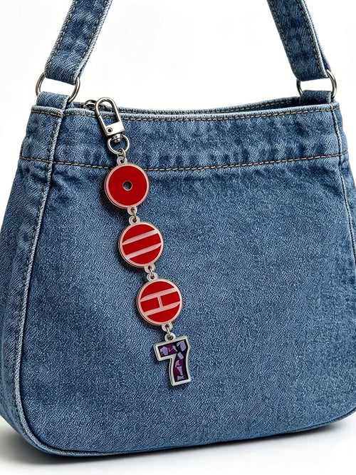 2D Flat- 2D Acrylic Keychain And Bag Pendant, Double-Sided Printed Charm, Red Design