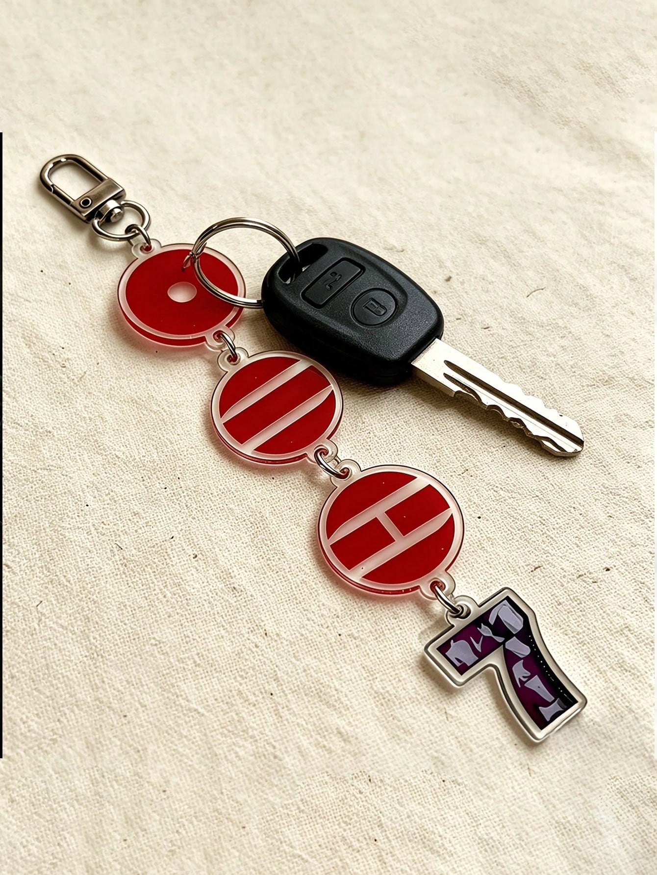 2D Flat- 2D Acrylic Keychain And Bag Pendant, Double-Sided Printed Charm, Red Design