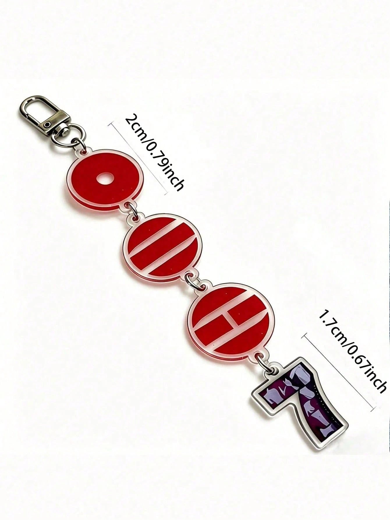 2D Flat- 2D Acrylic Keychain And Bag Pendant, Double-Sided Printed Charm, Red Design