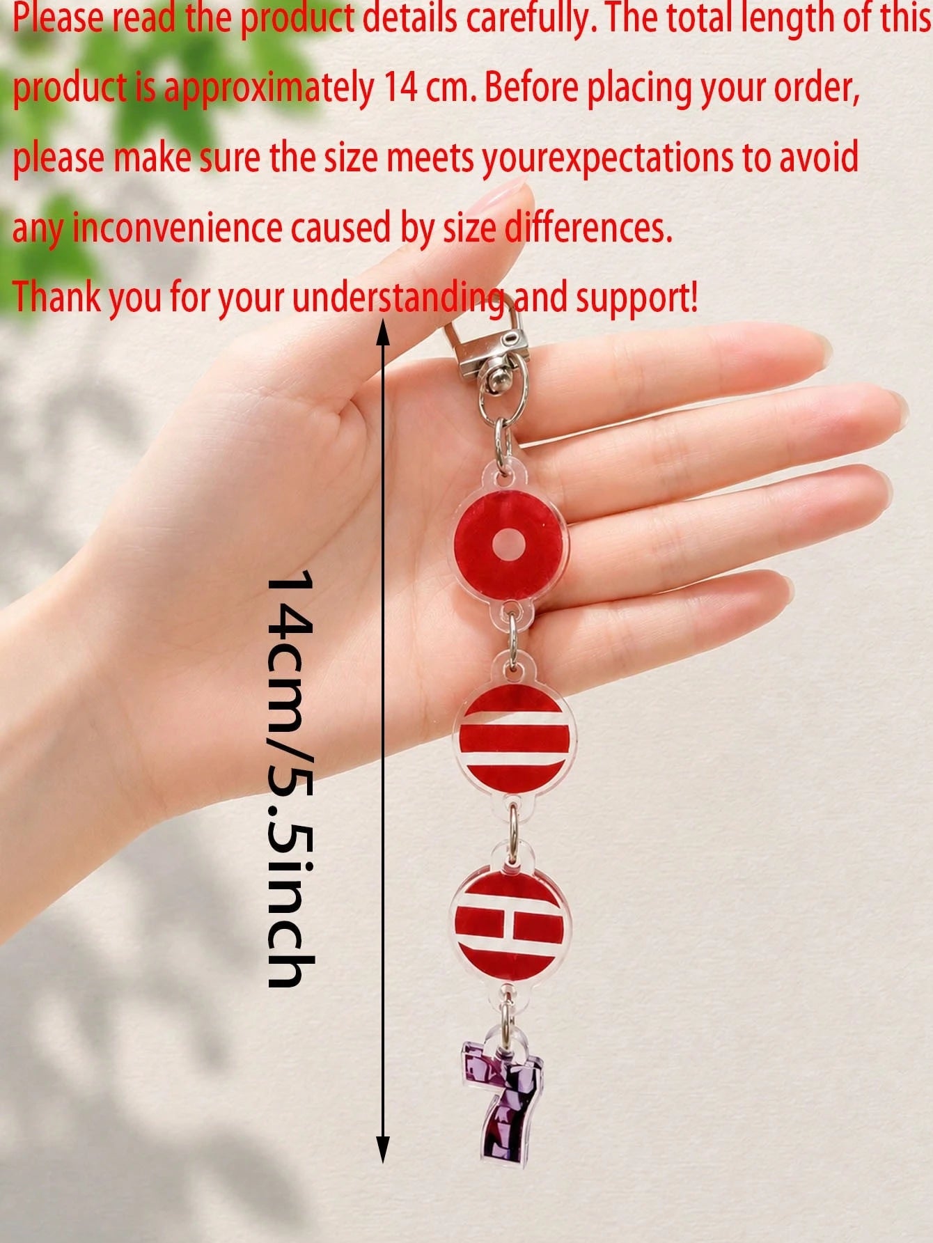 2D Flat- 2D Acrylic Keychain And Bag Pendant, Double-Sided Printed Charm, Red Design