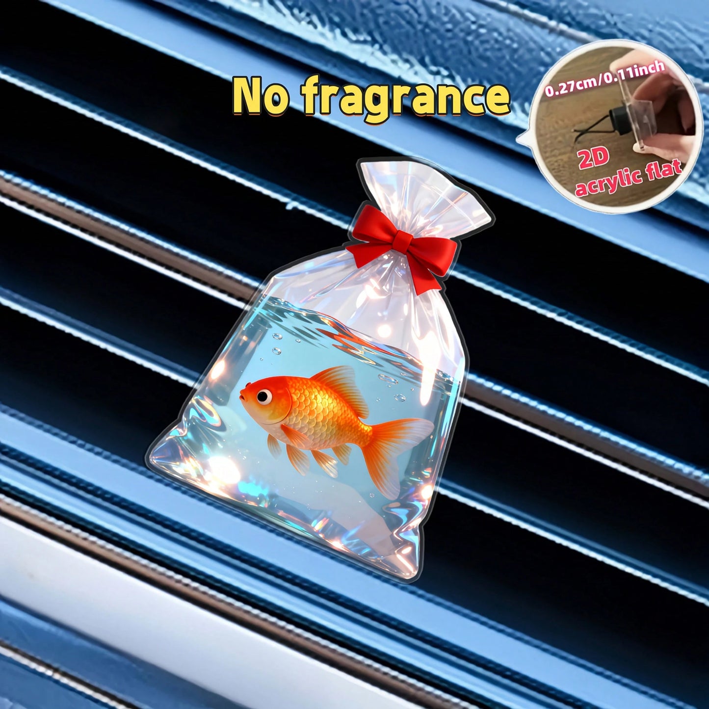 2D Flat, Bow And Small Goldfish Pattern Car Air Vent Trim Decoration, Acrylic Luxurious Cartoon Decorative Items As Small Gifts, Fashionable Car Interior Accessories, Suitable For Holiday Gifts