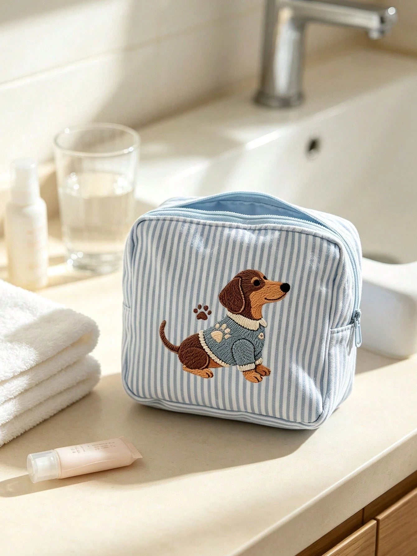 2D Flat Embroidery Puppy Print Minimalist Mini Bag, Portable Storage Bag, Sanitary Napkin Bag, Period Bag, Tampon Bag, Sanitary Napkin Storage Bag, Girls Tampon Storage Bag, Women's Makeup Bag, Coin P