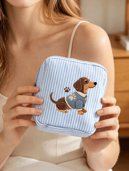 2D Flat Embroidery Puppy Print Minimalist Mini Bag, Portable Storage Bag, Sanitary Napkin Bag, Period Bag, Tampon Bag, Sanitary Napkin Storage Bag, Girls Tampon Storage Bag, Women's Makeup Bag, Coin P