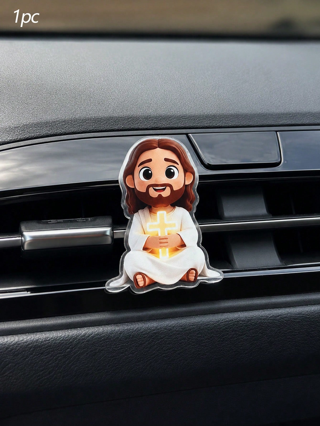2D Flat Jesus Holding Cross Pattern Car Air Vent Clip Decor, Fragrance Diffuser, Perfect Holiday Gift, Fresh Car Interior Environment, Cute Car Decoration, Angel Shaped Car Accessory, Random Scent, Cu