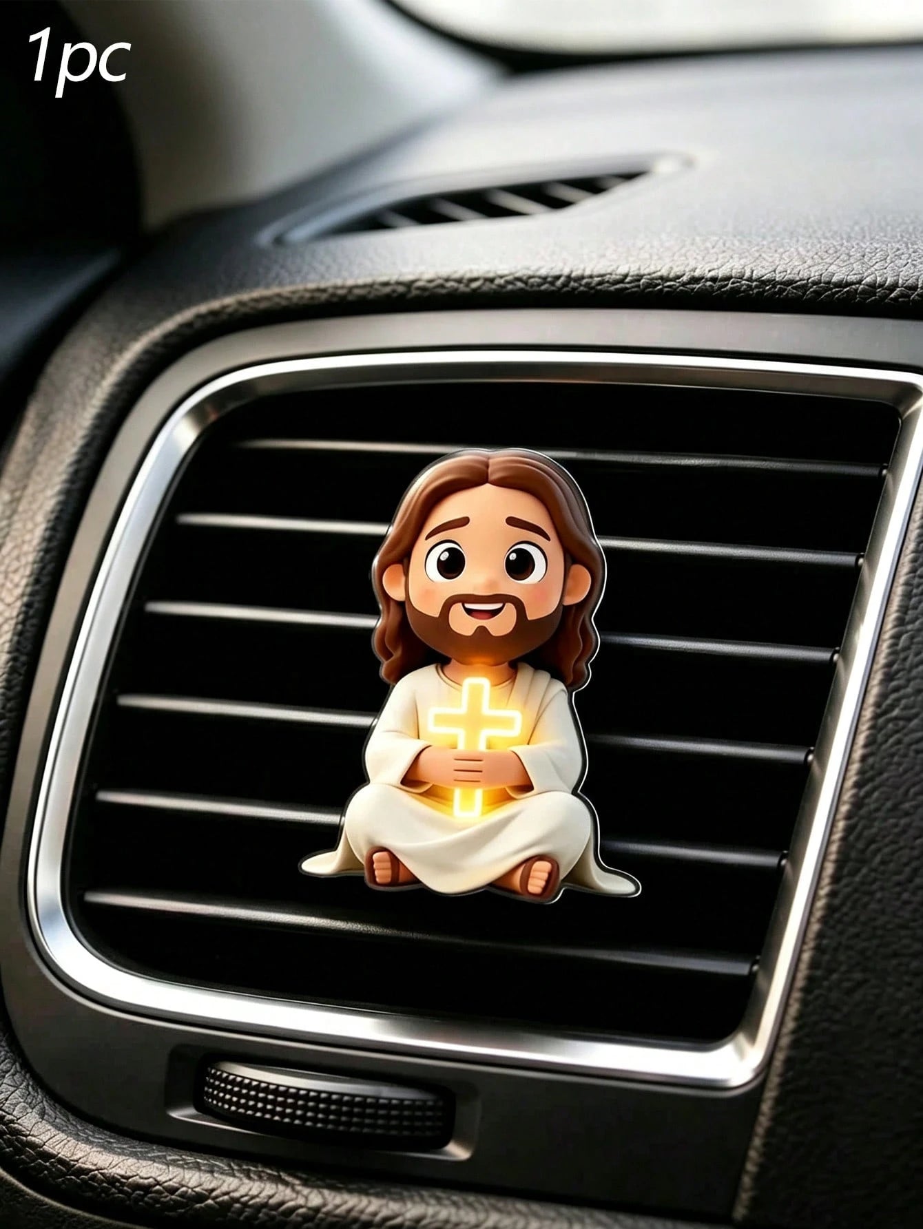 2D Flat Jesus Holding Cross Pattern Car Air Vent Clip Decor, Fragrance Diffuser, Perfect Holiday Gift, Fresh Car Interior Environment, Cute Car Decoration, Angel Shaped Car Accessory, Random Scent, Cu