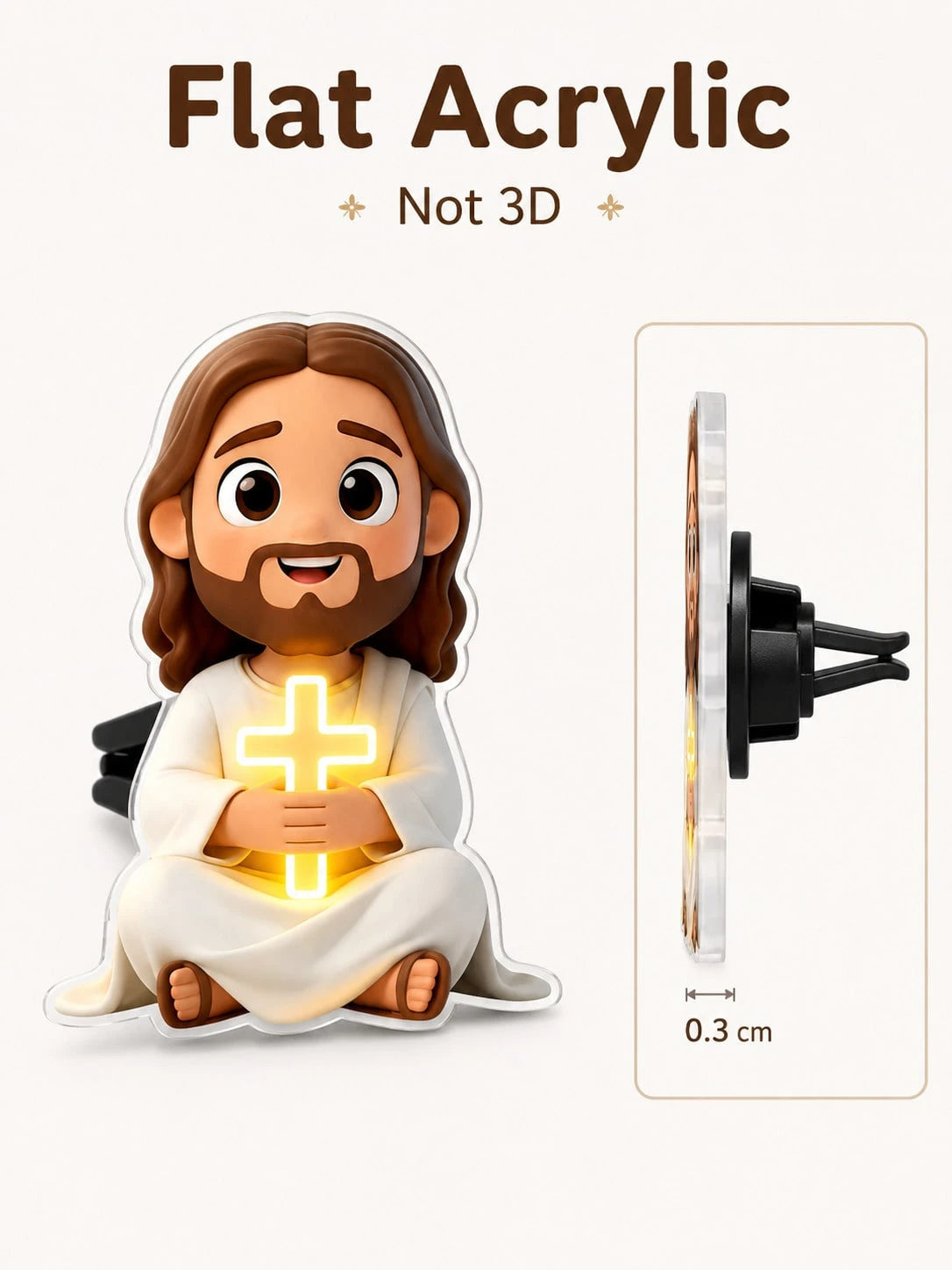 2D Flat Jesus Holding Cross Pattern Car Air Vent Clip Decor, Fragrance Diffuser, Perfect Holiday Gift, Fresh Car Interior Environment, Cute Car Decoration, Angel Shaped Car Accessory, Random Scent, Cu
