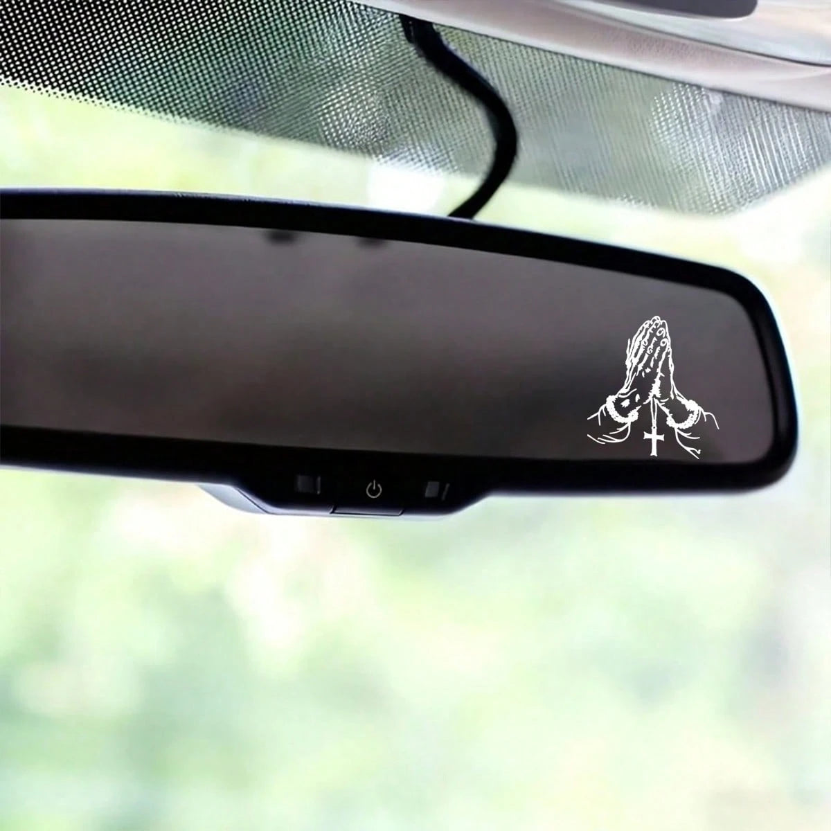 2D Flat- Prayer Hand Sticker, Car Rearview Mirror Sticker, Car Shaped Window Glass Motorcycle Laptop Vinyl Sticker, Car Sticker