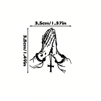 2D Flat- Prayer Hand Sticker, Car Rearview Mirror Sticker, Car Shaped Window Glass Motorcycle Laptop Vinyl Sticker, Car Sticker