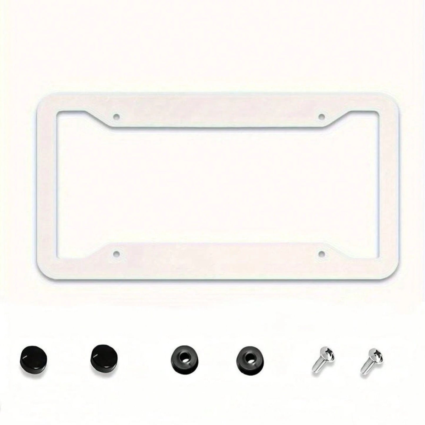 2D Flat, Pink And White Stained Glass Style Floral And Green Leaf Pattern Metal License Plate Frame (With Enhanced Features), 12X 6inch Aluminum Car License Plate Frame, Suitable For Sedans/SUVs/Picku