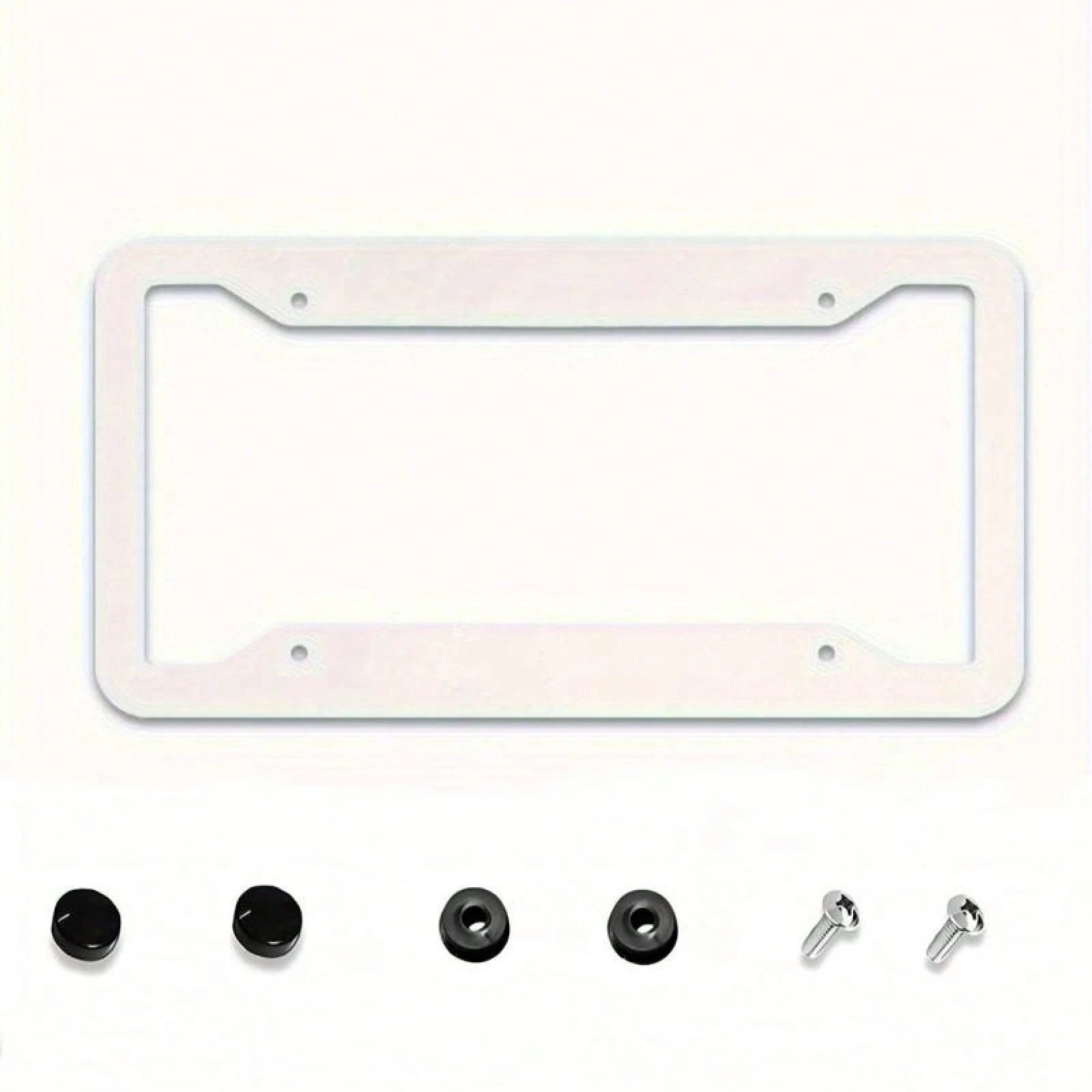 2D Flat, Pink And White Stained Glass Style Floral And Green Leaf Pattern Metal License Plate Frame (With Enhanced Features), 12X 6inch Aluminum Car License Plate Frame, Suitable For Sedans/SUVs/Picku