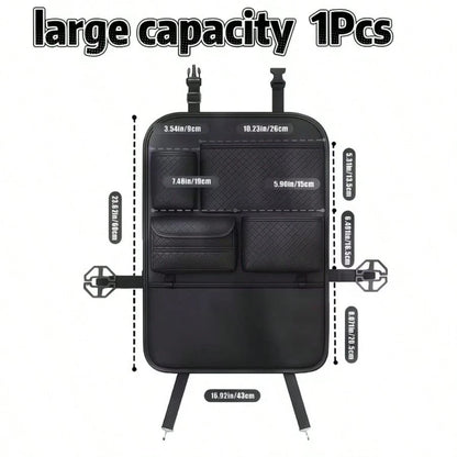 2pc PU Leather Car Back Seat Storage Organizer, Multi-Functional Holder For Tissue, Water Cup, Single/Double Cup Design Available, Securely Store Tablet, Bottles & Car Accessories, Neat Travel Space S
