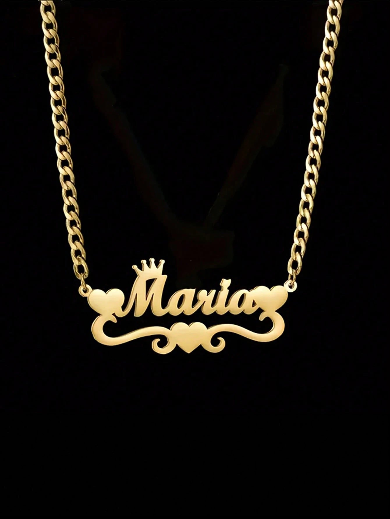 2PCS 18k Gold Stainless Steel Love Crown Wave Design Name Necklace & Name Bracelet Set, Personalize Customized Mother's Day Gift Boys And Girls Silver/Gold Color,Adjustable And Personalized Electropla