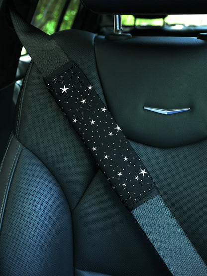 2PCS/1PC Sparkly Bling Star Car Seat Belt Covers, Cute Glitter Car Seatbelt Shoulder Pads For Women Girls, Soft Comfortable Universal Fit Seat Belt Strap Protector, Aesthetic Car Interior Decor Access